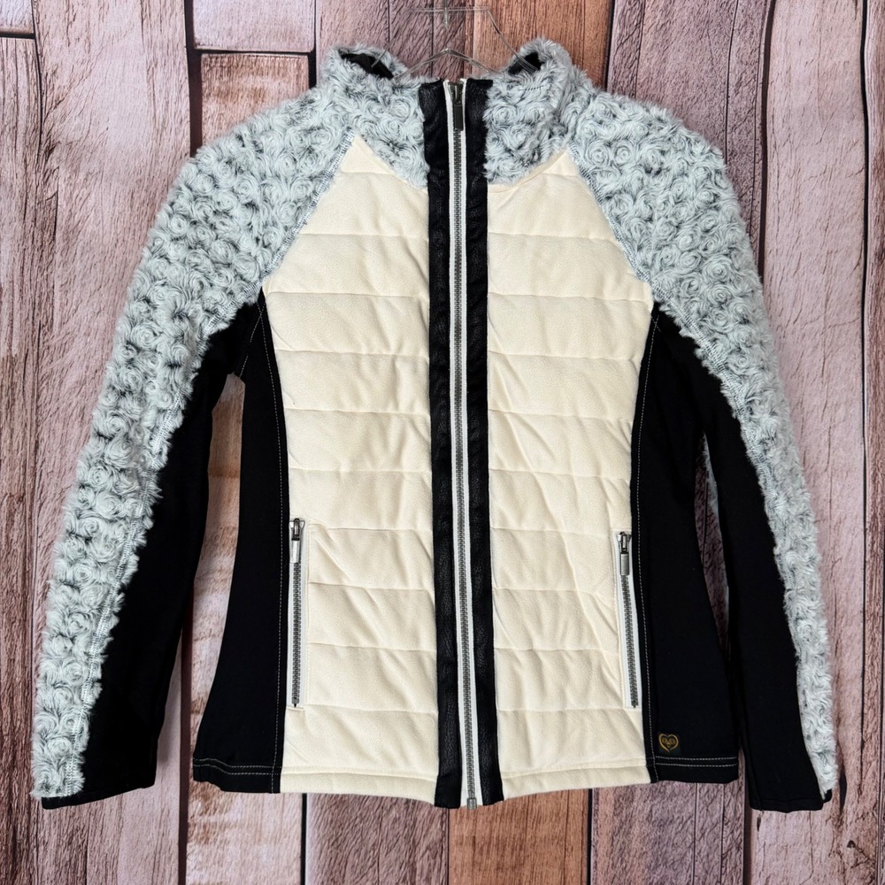 Woolly Bully Wear Quilted Hybrid Jacket Jetset II Cozy‎ Stretch Zip Petite Small